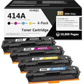 414A Toner Cartridges High Yield (with Chip) Replacement for 414A Toner Cartridge 414A 414X, with Color ProM479fdw M479fdn M454dw M455dn, MFP M480f Printer, (4-Pack, Black/Cyan/Yellow/Magenta)