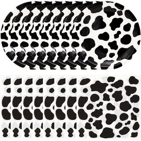 LhyBtm Cow Print Party Supplies Set Includes 20 Plates and 20 Napkins, Perfect for Birthday Baby Shower Barnyard Cowboy Cowgirl Farmhouse Cow Theme Parties Decoration Disposable Tableware