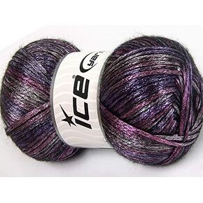 Glam Universe Pink, Black, Purple Variegated Metallic Sheen Fuzzy Nylon Wool Blend Yarn, 100 Grams, 250 Yards