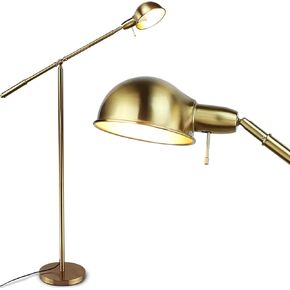 DINGLILIGHTING DLLT Metal Floor Lamp, Adjustable Swing Arm Reading Standing Lamp, 9W Modern Pole Light Brass Task Lighting for Living Room Bedroom Office Home Decor, E26 Bulb Included, Gold