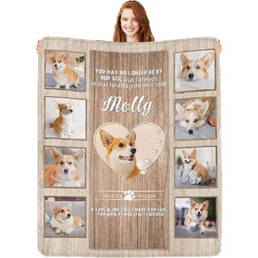 Artsadd Custom Dog Memorial Blanket - Personalized Pet Photo Blanket in Memory of Dog - Loss of Pet Remembrance Sympathy Gift for Pet Lovers Owners