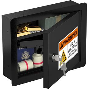 In-Wall Safe with Disguised Sticker, Heavy Duty Wall Safes Between the Studs Fireproof, Fits 16-Inch Studs with Key Lock, Hidden Gun Storage for Firearms, Money, and Valuables (White)