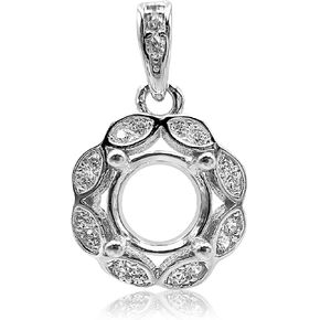 925 Sterling Silver Pendant Blank Prong Settings 4 Claws Jewelry Base Mounting for Round Faceted Gemstones Stones Moissanite Diamond DIY Handmade Necklace