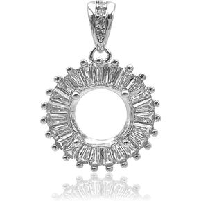 925 Sterling Silver Pendant Blank Prong Settings 4 Claws Jewelry Base Mounting for 8/10/12mm Round Cut Faceted Gemstones Moissanite Ruby Sapphire DIY Handmade Necklace