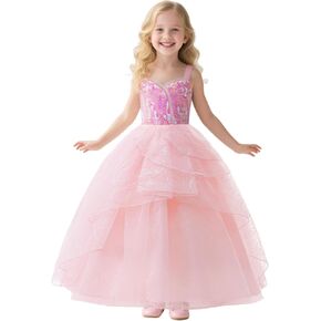 Kids Music Movie Costume Girls Glinda Cosplay Bubble Dress Movie Fan Birthday Xmas Gift