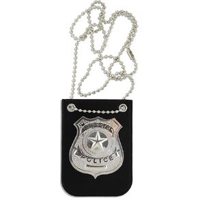 KINREX Police Badges for Kids – Fake Officer Badge for Toddler, Boys, Girls, Pretend Play Costume Gear Detective Sheriff FBI Secret Agent Swat Cop Toy Accessories, Chain and Black Belt Clip Holder