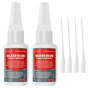 CALPALMY 2-Pack 20g Glass Glue, Acrylic Glue - Use for Instant Adhesive and Repairing Mirrors, Plastic, Plexiglass, Pottery, Ceramics, Metal, Jewelry, Art Projects, and More - Fast-Curing