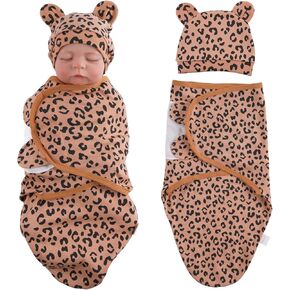 BABESIDE 2 Pcs Baby Doll Blanket with Doll Hat for 17-24 Inch Babydolls, Leopard Print Reborn Baby Dolls Accessories Set for Realistic Newborn Dolls Girl & Boy, Brown