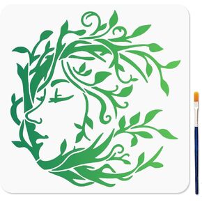 MAYJOYDIY Butterfly Eye Painting Stencil, 11.8x11.8 inch, Reusable Drawing Template with Paint Brush for Craft on Window Wood Wall Home Decoration
