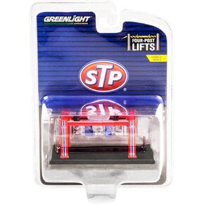 Adjustable Four-Post Lift STP Red and Blue Four-Post Lifts Series 2 1/64 Diecast Model by Greenlight 16120 A