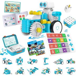 WhalesBot C3 Pro 12-in-1 Remote Control & Coding Robot Kit for Kids 4+, Advanced Smart Panel & Cards Programming, Educational STEM Toy, Block Building Set with Controller & Motor for Kids 4-6, 5-7