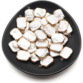 5 Pcs Natural Pearl Pendants Loose Rectangle Pearl Pendants for Jewelry Making Necklace Bracelet Charms DIY
