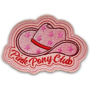 Pink P*ny Club Patch 3 Inches Star Hat,Girlie Music Inspiration Meme Iron On/Sew On Embroidery Fabric Applique Patches for Trucker Hats Clothes Backpack DIY Accessories Coworkers Friends Mom Gifts