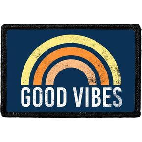 Good Vibes | Hook and Loop Attach for Hats, Jeans, Vest, Coat | 2x3 in | by Pull Patch
