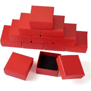 Craftdady 12Pcs Pink Square Jewelry Boxes Diamond Pattern Cardboard Paper Present Boxes with Lids Necklace Pendants Earring Ring Empty Display Boxes for Festival Present Packing Jewelry Display