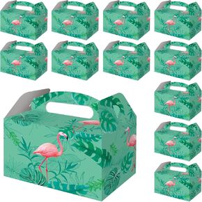 Hawaii Luau Party Supplies 12 Pack Flamingo Party Favor Treat Boxes Summer Tropical Palm Leaves Cardboard Gift Box set