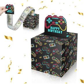 ISOVF Money Box for Cash Gift Birthday, Surprise Video Game Money Box Gifts for Gamer Lover, Gaming Birthday Party Decor, Money Pull Box for Cash Gift DIY Set-A03