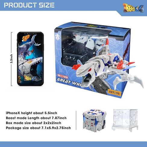 52TOYS BEASTBOX BB-17GW Great White Deformation Toys Action Figure, Converting Toys in Mecha and Cube, Perfect Birthday Party Gift for Teens and Adults, Based on Shark in Saudi Arabia