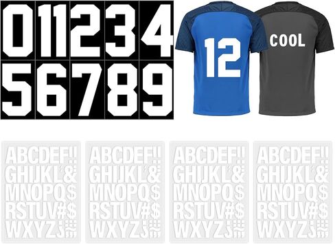 14 ورقة 199 PCS الحديد على الحروف والأرقام ، 8 بوصات 0-9 الحديد على الأرقام و 2 بوصة نقل الحرارة مع فينيل نقل الحرارة A-Z لقميص الملابس T-Shirt Jersey DIY in Kuwait