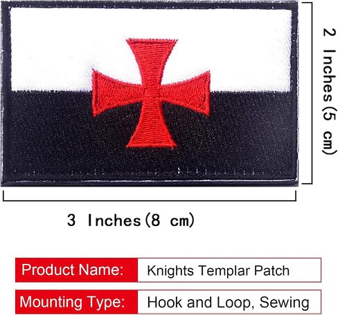 2PCS Knights Templar Patches Knight Patch Knights Embroidered Morale Patch Hook and Loop in Saudi Arabia