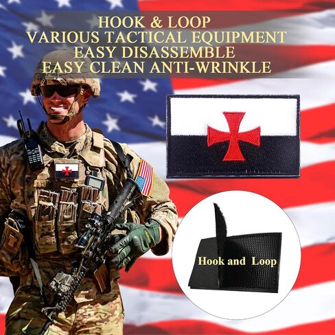 2PCS Knights Templar Patches Knight Patch Knights Embroidered Morale Patch Hook and Loop in Saudi Arabia