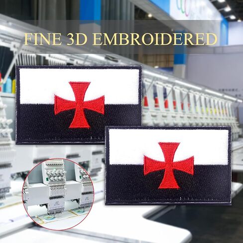 2PCS Knights Templar Patches Knight Patch Knights Embroidered Morale Patch Hook and Loop in Saudi Arabia