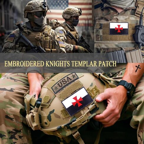 2PCS Knights Templar Patches Knight Patch Knights Embroidered Morale Patch Hook and Loop in Saudi Arabia