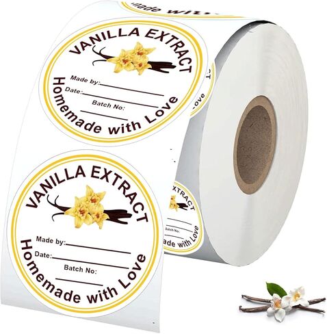500 PCS Vanilla Extract Labels ملصقات هدايا عيد الميلاد لزجاجة الفانيليا 2 في محلية الصنع مع ملصق Love Vanilla Extract لزجاجات الفانيلا المصنوعة يدويًا ، ومطبخ مخزن ، جرة ، منظمة in Saudi Arabia