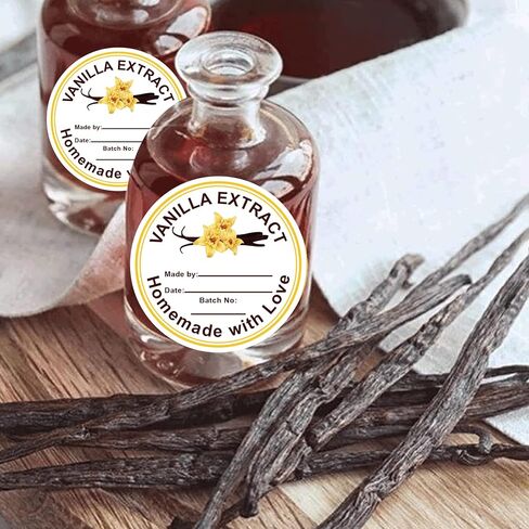 500 PCS Vanilla Extract Labels ملصقات هدايا عيد الميلاد لزجاجة الفانيليا 2 في محلية الصنع مع ملصق Love Vanilla Extract لزجاجات الفانيلا المصنوعة يدويًا ، ومطبخ مخزن ، جرة ، منظمة in Saudi Arabia