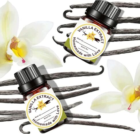 500 PCS Vanilla Extract Labels ملصقات هدايا عيد الميلاد لزجاجة الفانيليا 2 في محلية الصنع مع ملصق Love Vanilla Extract لزجاجات الفانيلا المصنوعة يدويًا ، ومطبخ مخزن ، جرة ، منظمة in Saudi Arabia