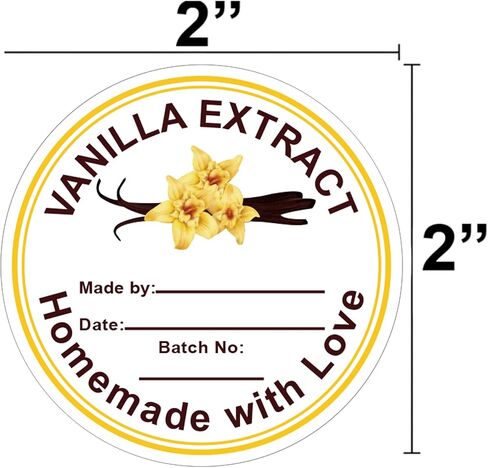 500 Pcs Vanilla Extract Stickers Labels Christmas Gift Stickers for Bottle Vanilla 2 in Homemade with Love Vanilla Extract Sticker for Handcrafted Vanillas Bottles,Kitchen Pantry,Jar,Organization in Saudi Arabia