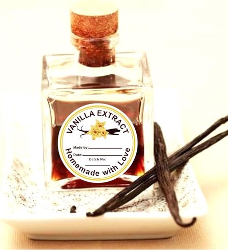 500 Pcs Vanilla Extract Stickers Labels Christmas Gift Stickers for Bottle Vanilla 2 in Homemade with Love Vanilla Extract Sticker for Handcrafted Vanillas Bottles,Kitchen Pantry,Jar,Organization in Saudi Arabia