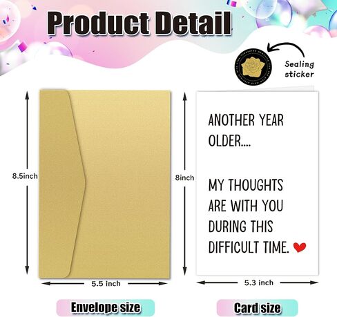 Funny Birthday Card for Men Women, Humorous Happy Birthday Card for Him Her, Another Year Older... My Thoughts Are With You During This Difficult Time in Saudi Arabia
