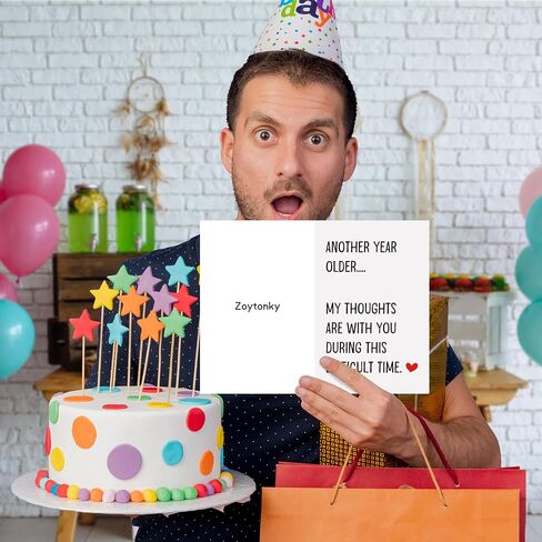 Funny Birthday Card for Men Women, Humorous Happy Birthday Card for Him Her, Another Year Older... My Thoughts Are With You During This Difficult Time in Saudi Arabia