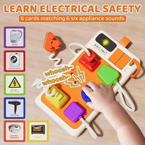 9 أجهزة كمبيوتر سد الحسية مخرج للأطفال الصغار 1-3 ، ألعاب Power Strip Montessori لعمر واحد ، ولوحة مزدحمة مع الضوء والأصوات ، هدية سفر السيارات للطائرات للطفل in Kuwait