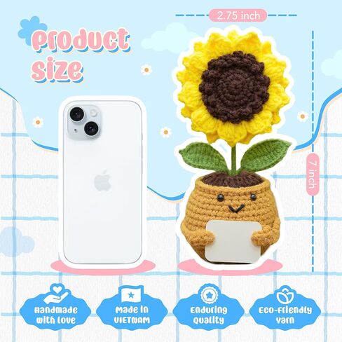 Emotional Support Crochet Sunflower Doll – Handmade Positive Affirmation Gift for Women, Friends, Coworkers, Teachers – Uplifting Encouragement Flower in Yarn Pot in Kuwait
