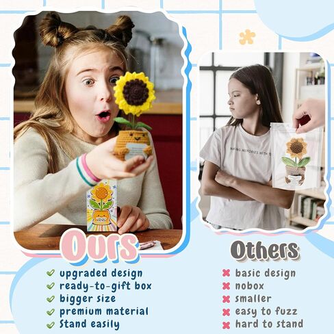 Emotional Support Crochet Sunflower Doll – Handmade Positive Affirmation Gift for Women, Friends, Coworkers, Teachers – Uplifting Encouragement Flower in Yarn Pot in Kuwait