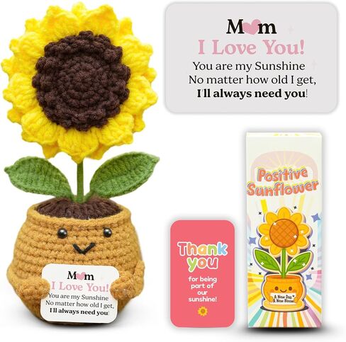 Emotional Support Crochet Sunflower Doll – Handmade Positive Affirmation Gift for Women, Friends, Coworkers, Teachers – Uplifting Encouragement Flower in Yarn Pot in Kuwait