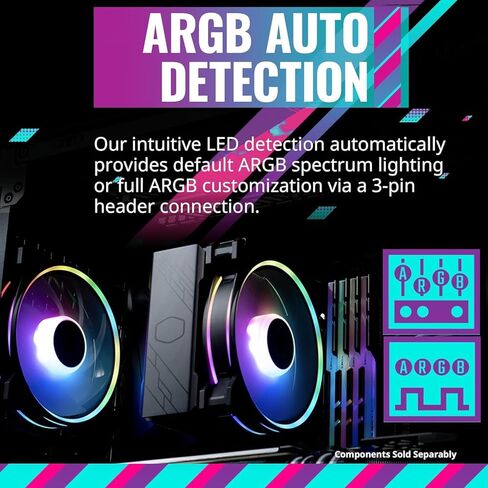 Cooler Master Hyper 212 Halo CPU Sink - Black Aluminum Finish, 4 Heat Continuous Direct Contact Pipes with Fins, MF120 Halo2 ARGB Fan, ARGB Detects, LGA1700 and AM5 Support - Black in Kuwait