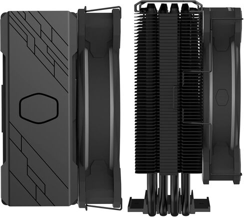 Cooler Master Hyper 212 Halo CPU Sink - Black Aluminum Finish, 4 Heat Continuous Direct Contact Pipes with Fins, MF120 Halo2 ARGB Fan, ARGB Detects, LGA1700 and AM5 Support - Black in Kuwait