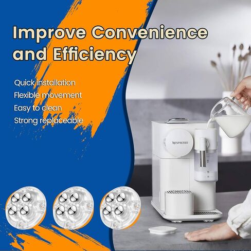 عجلات ذاتية اللصق - عجلة عالمية دوارة 360 درجة، محمل نقل كروي صغير لأجهزة المطبخ الصغيرة، صندوق تخزين، سلة المهملات (مع 4 محامل كروية، أسود، 8 قطع) in Kuwait