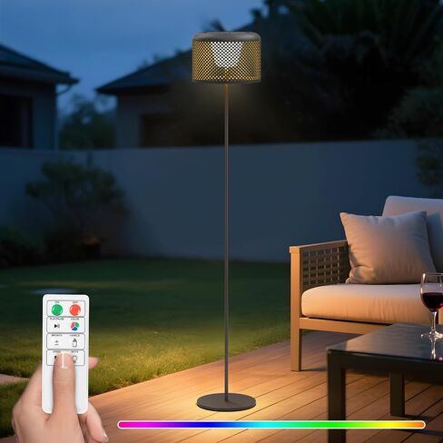 uuffoo LED Outdoor Floor Lamp Solar Outdoor Lamps for Patio Solar and USB Rechargeable Floor Lamp Cordless Warm White+RGB for Patio Balcony Garden in Saudi Arabia