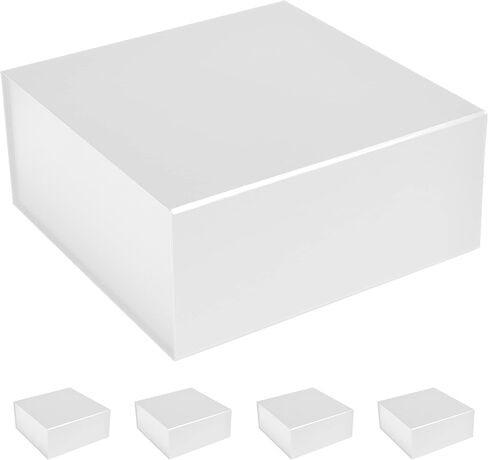 مربع Cecobox 5pc غير اللامع مع غطاء مغناطيسي لتعبئة الهدايا (10 "x10" x4.5 "، أبيض) in Kuwait
