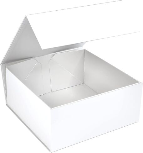 مربع Cecobox 5pc غير اللامع مع غطاء مغناطيسي لتعبئة الهدايا (10 "x10" x4.5 "، أبيض) in Kuwait