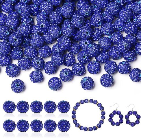 LAIDANLA 120pcs 10mm 12 Mixed Colors Rhinestone Beads Baseball Beads for Crafting, Shiny Round Shamballa Disco Beads, Sparkle Clay Bead Bulk for Bracelet Necklace Earring Jewelry Making DIY in Kuwait
