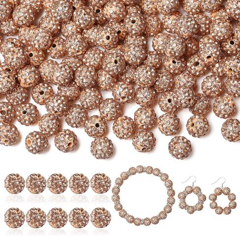 LAIDANLA 120pcs 10mm 12 Mixed Colors Rhinestone Beads Baseball Beads for Crafting, Shiny Round Shamballa Disco Beads, Sparkle Clay Bead Bulk for Bracelet Necklace Earring Jewelry Making DIY in Kuwait