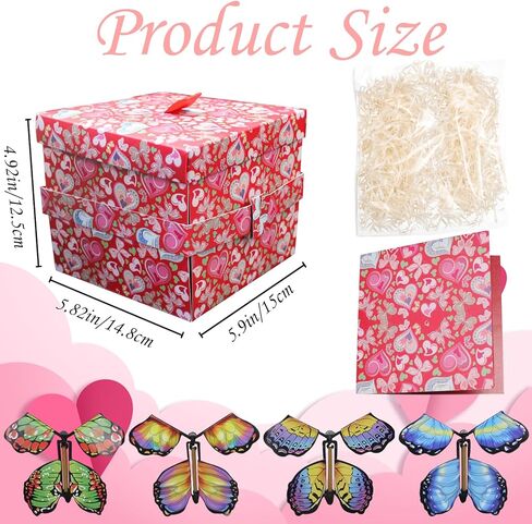 Tusauw Butterfly Explosion Gift Box Flying Butrefly Surprise Box Box Butfly Fox لأعياد الميلاد عيد الميلاد المقترح هدايا الزفاف مزحة (أسود) in Kuwait