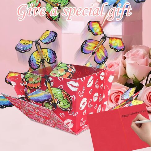 Tusauw Butterfly Explosion Gift Box Flying Butrefly Surprise Box Box Butfly Fox لأعياد الميلاد عيد الميلاد المقترح هدايا الزفاف مزحة (أسود) in Kuwait