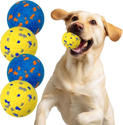 Vannon 4 Pack Dog Balls Interactive Dog Tennis Balls Indestructible Dog Teething Chew Toys for Aggressive Chewers Dog Toy Fetch Balls for Small Medium Dog E-TPU Material Lightweight Bouncy Floating in Kuwait
