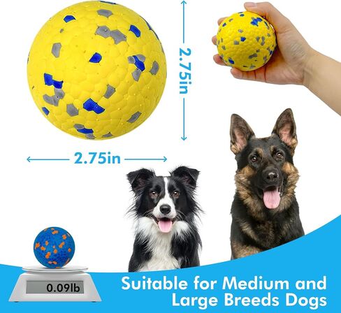 Vannon 4 Pack Dog Balls Interactive Dog Tennis Balls Indestructible Dog Teething Chew Toys for Aggressive Chewers Dog Toy Fetch Balls for Small Medium Dog E-TPU Material Lightweight Bouncy Floating in Kuwait